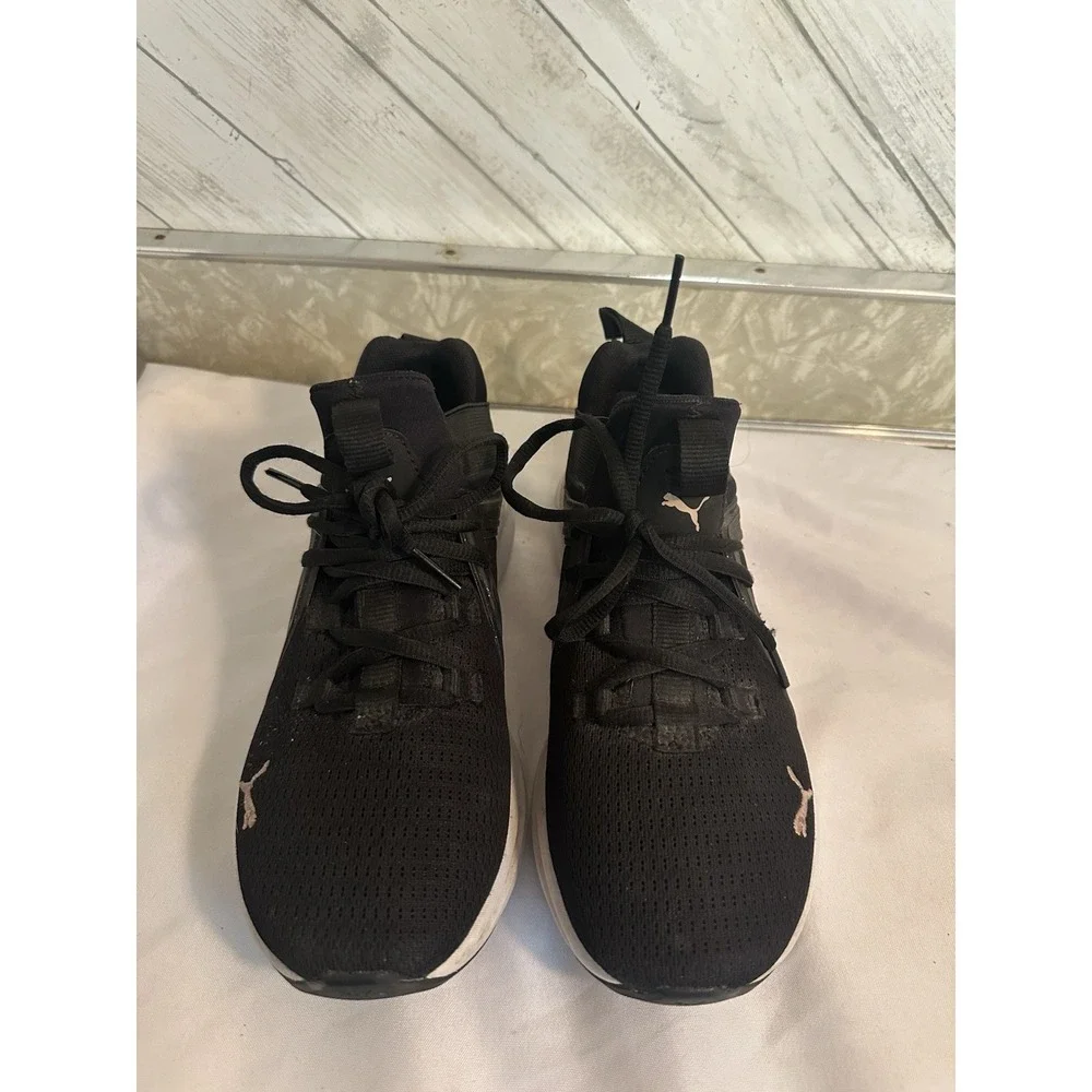 PUMA Wired Unisex Kids Athletic Sneaker Black Lace-Up Mesh Low Top US 8